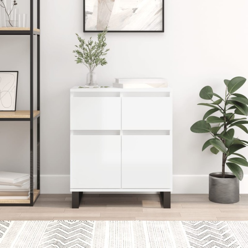 vidaXL Aparador de madera contrachapada blanco brillante 60x35x70 cm