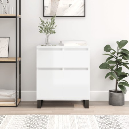 vidaXL Aparador de madera contrachapada blanco brillante 60x35x70 cm