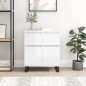 vidaXL Aparador de madera contrachapada blanco brillante 60x35x70 cm