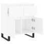 vidaXL Aparador de madera contrachapada blanco brillante 60x35x70 cm