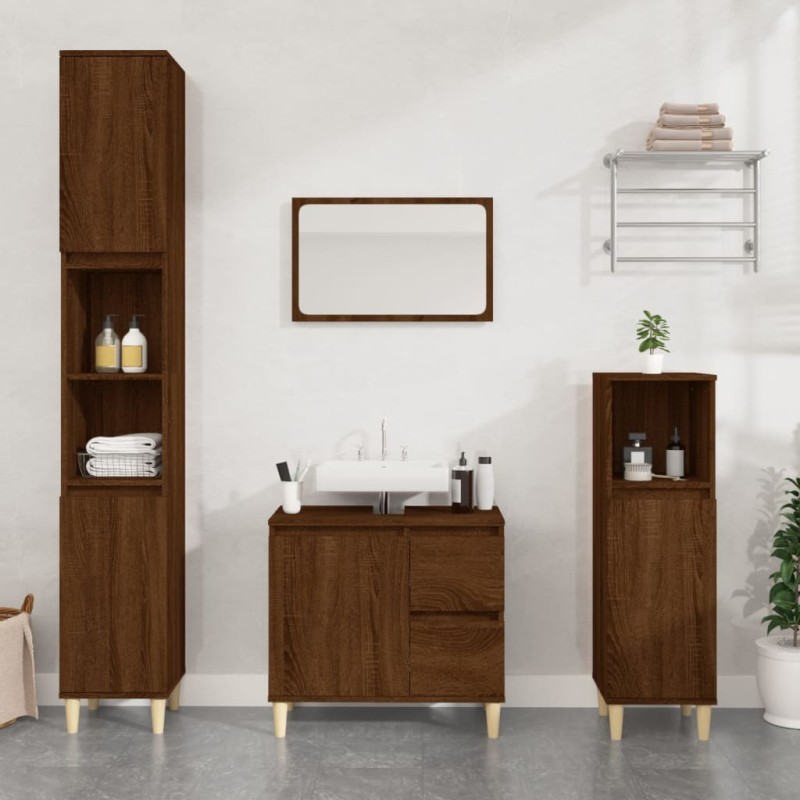 vidaXL Armario de baño madera contrachapada roble marrón 30x30x190 cm vidaXL Armario de baño madera contrachapada roble marrón 30x30x190 cm