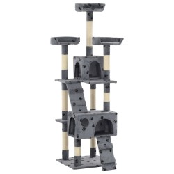 vidaXL Rascador para gatos poste rascador de sisal 170 cm huellas gris