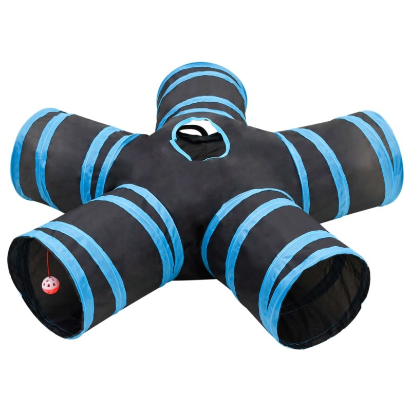 vidaXL Túnel para gatos con 5 salidas poliéster negro y azul 25 cm vidaXL Túnel para gatos con 5 salidas poliéster negro y azul 25 cm
