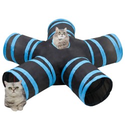 vidaXL Túnel para gatos con 5 salidas poliéster negro y azul 25 cm