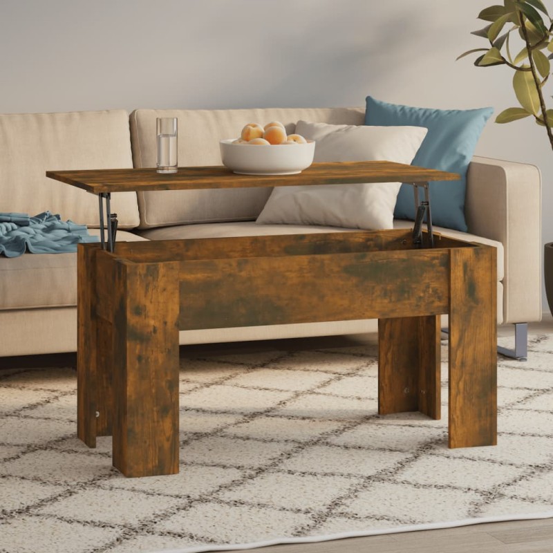 vidaXL Mesa de centro madera contrachapada roble ahumado 101x49x52 cm vidaXL Mesa de centro madera contrachapada roble ahumado 101x49x52 cm