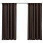 vidaXL Cortinas opacas ganchos look de lino 2 pzs gris taupe 140x175cm vidaXL Cortinas opacas ganchos look de lino 2 pzs gris taupe 140x175cm