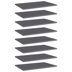 vidaXL Estante estantería 8 uds contrachapada gris brillo 60x40x1,5 cm