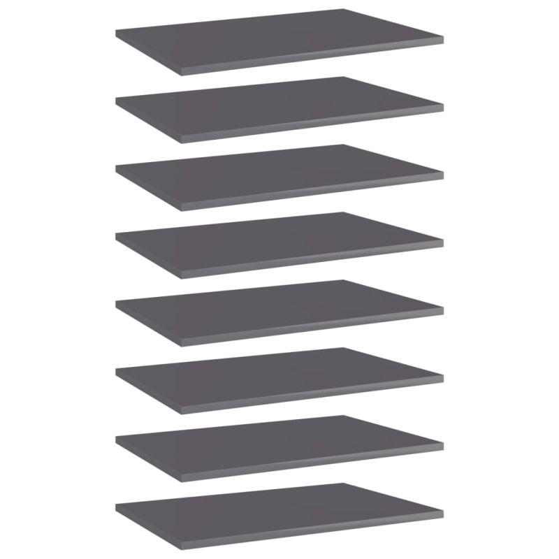 vidaXL Estante estantería 8 uds contrachapada gris brillo 60x40x1,5 cm