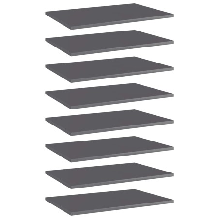 vidaXL Estante estantería 8 uds contrachapada gris brillo 60x40x1,5 cm