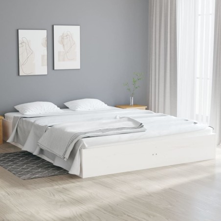 vidaXL Estructura de cama madera maciza blanca 135x190 cm