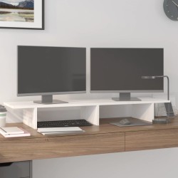 vidaXL Soporte de monitor madera maciza de pino blanco 100x27x15 cm