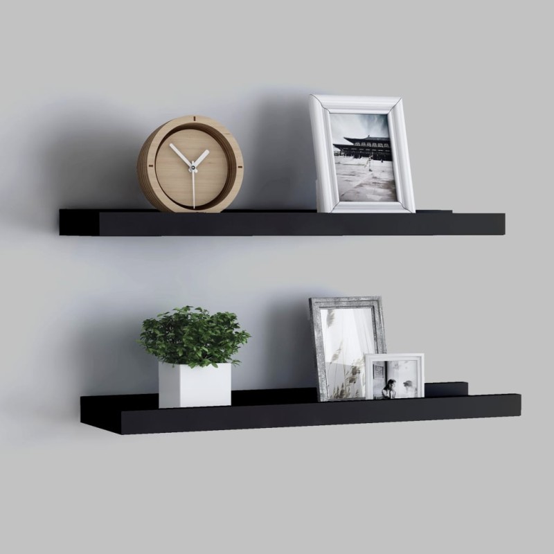 vidaXL Repisa para marcos de fotos 2 uds MDF negro 60x9x3 cm vidaXL Repisa para marcos de fotos 2 uds MDF negro 60x9x3 cm