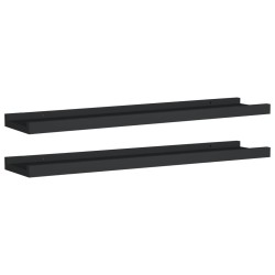 vidaXL Repisa para marcos de fotos 2 uds MDF negro 60x9x3 cm