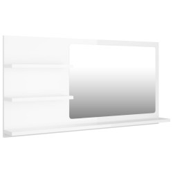 vidaXL Espejo de baño madera contrachapada blanco brillo 90x10,5x45 cm