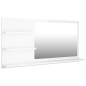 vidaXL Espejo de baño madera contrachapada blanco brillo 90x10,5x45 cm vidaXL Espejo de baño madera contrachapada blanco brillo 90x10,5x45 cm