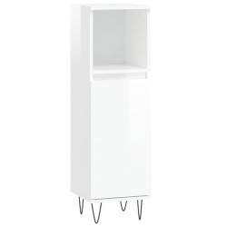 vidaXL Armario de baño madera contrachapada blanco brillo 30x30x100 cm