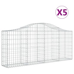 vidaXL Cestas de gaviones 5 uds forma de arco hierro 200x30x80/100 cm