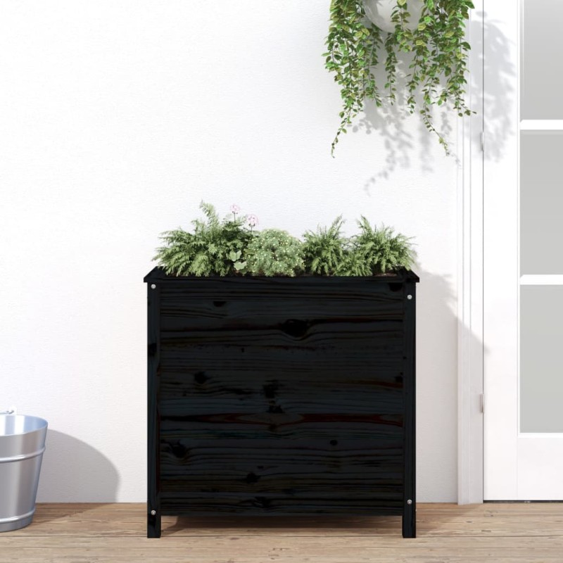 vidaXL Jardinera madera maciza de pino negro 82,5x40x78 cm vidaXL Jardinera madera maciza de pino negro 82,5x40x78 cm