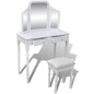 vidaXL Tocador con espejo 3 en 1 taburete y 2 cajones blanco vidaXL Tocador con espejo 3 en 1 taburete y 2 cajones blanco