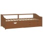 vidaXL Sofá cama 3 plazas cajones pino macizo marrón miel 90x200 cm vidaXL Sofá cama 3 plazas cajones pino macizo marrón miel 90x200 cm