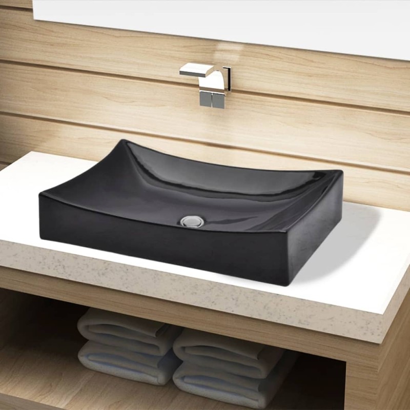 Lavabo de cerámica rectangular color negro Lavabo de cerámica rectangular color negro