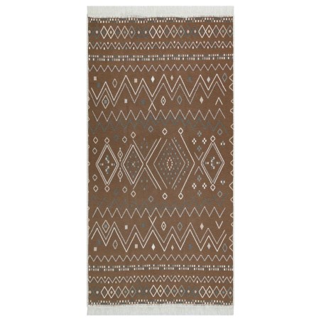 vidaXL Alfombra de algodón beige y azul 80x150 cm 