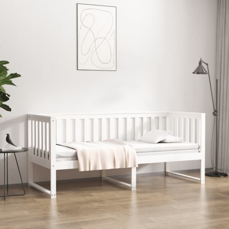 vidaXL Sofá cama madera maciza de pino blanco 75x190 cm