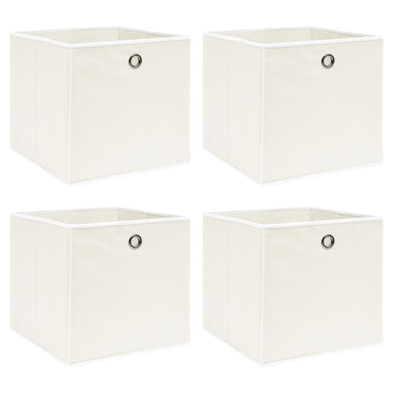 vidaXL Cajas de almacenaje 4 uds tela blanco 32x32x32 cm vidaXL Cajas de almacenaje 4 uds tela blanco 32x32x32 cm
