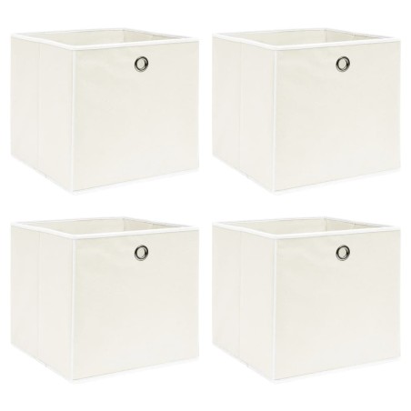 vidaXL Cajas de almacenaje 4 uds tela blanco 32x32x32 cm