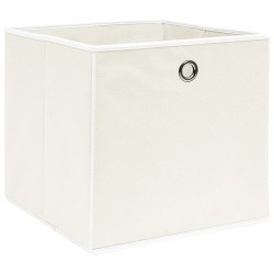 vidaXL Cajas de almacenaje 4 uds tela blanco 32x32x32 cm