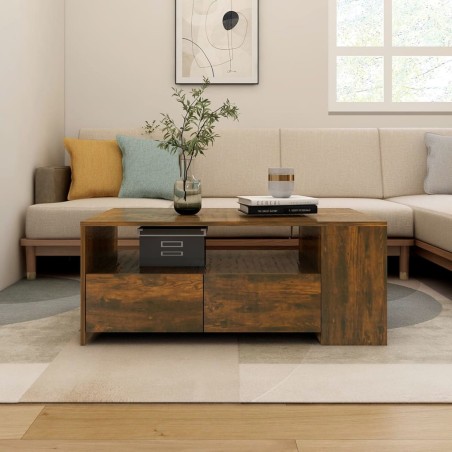 vidaXL Mesa de centro madera de ingeniería roble ahumado 102x55x42 cm