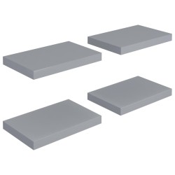 vidaXL Estantes flotantes de pared 4 uds gris MDF 40x23x3,8 cm