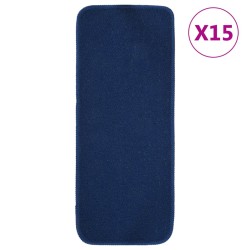 vidaXL Alfombrilla de escalera 15 uds azul marino rectangular 60x25 cm