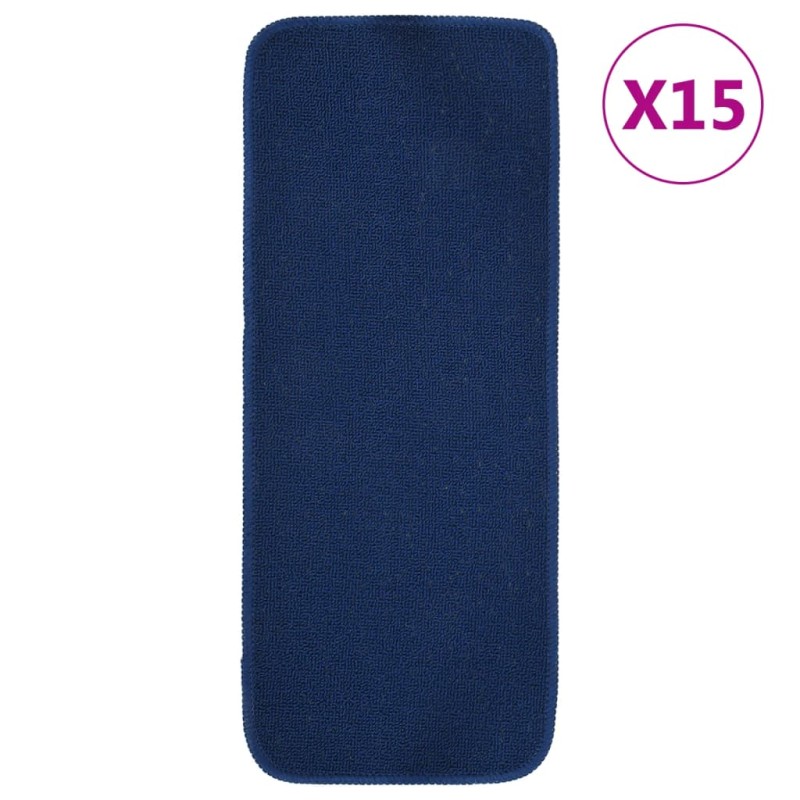 vidaXL Alfombrilla de escalera 15 uds azul marino rectangular 60x25 cm vidaXL Alfombrilla de escalera 15 uds azul marino rectangular 60x25 cm