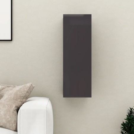 vidaXL Mueble de TV madera contrachapada gris brillante 30,5x30x90 cm