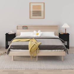 vidaXL Mesitas de noche 2 uds madera maciza de pino negro 40x35x61,5cm