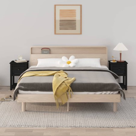 vidaXL Mesitas de noche 2 uds madera maciza de pino negro 40x35x61,5cm