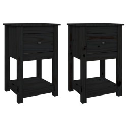 vidaXL Mesitas de noche 2 uds madera maciza de pino negro 40x35x61,5cm
