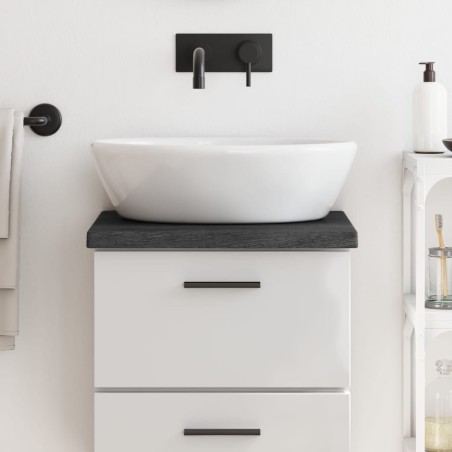vidaXL Encimera baño madera maciza tratada gris oscuro 40x40x(2-4) cm