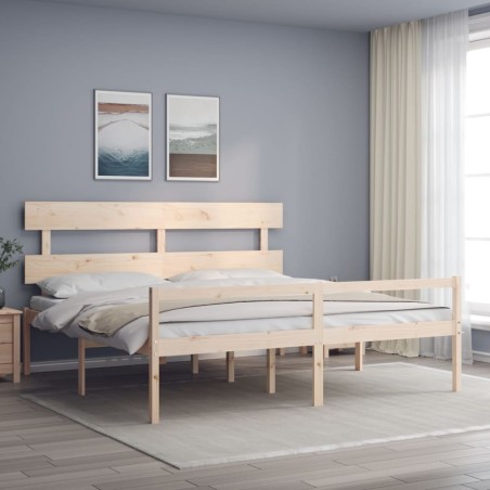 vidaXL Cama para personas mayores con cabecero madera maciza 200x200cm