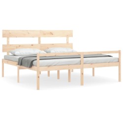 vidaXL Cama para personas mayores con cabecero madera maciza 200x200cm
