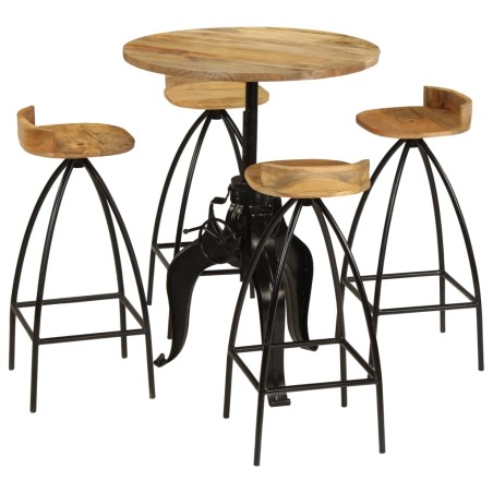 vidaXL Juego de muebles de bar madera maciza mango 5 piezas