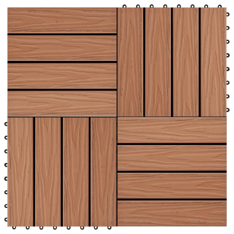 vidaXL Baldosas porche relieve profundo WPC 1 m² marrón claro 11 uds vidaXL Baldosas porche relieve profundo WPC 1 m² marrón claro 11 uds