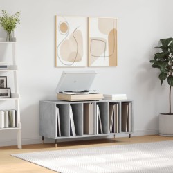 vidaXL Mueble discos madera contrachapada gris hormigón 100x38x48 cm