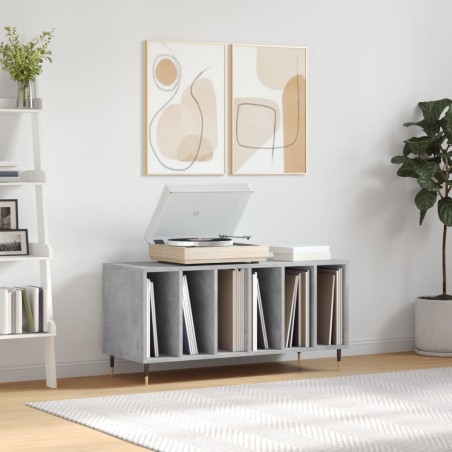 vidaXL Mueble discos madera contrachapada gris hormigón 100x38x48 cm