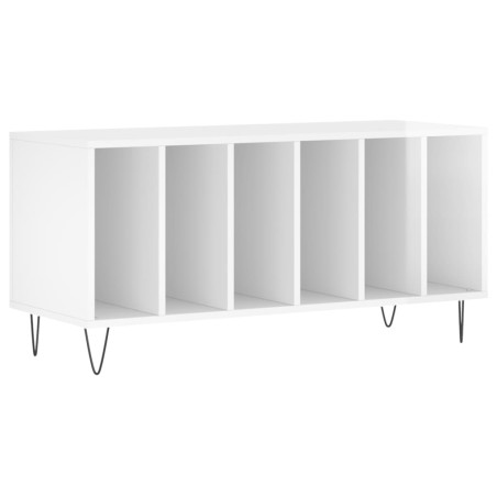 vidaXL Mueble discos madera contrachapada blanco brillo 100x38x48 cm