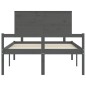 vidaXL Cama personas mayores cabecero madera maciza gris 140x190 cm vidaXL Cama personas mayores cabecero madera maciza gris 140x190 cm