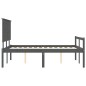 vidaXL Cama personas mayores cabecero madera maciza gris 140x190 cm vidaXL Cama personas mayores cabecero madera maciza gris 140x190 cm