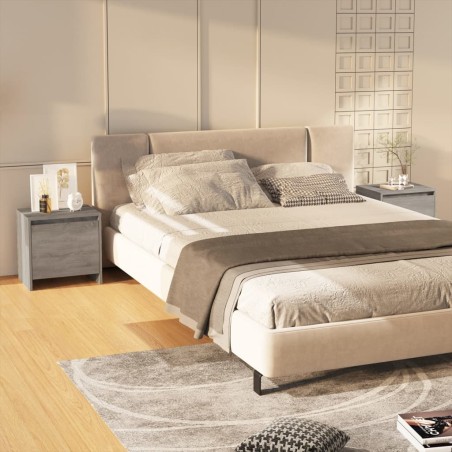 vidaXL Mesitas noche 2 uds madera ingeniería gris Sonoma 45x34x44,5 cm