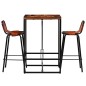 vidaXL Set muebles bar 3 piezas madera maciza reciclada y cuero cabra 